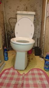 「水漏れでトイレの便器と床が傾いてしまったので床を張り替えたい」についての画像